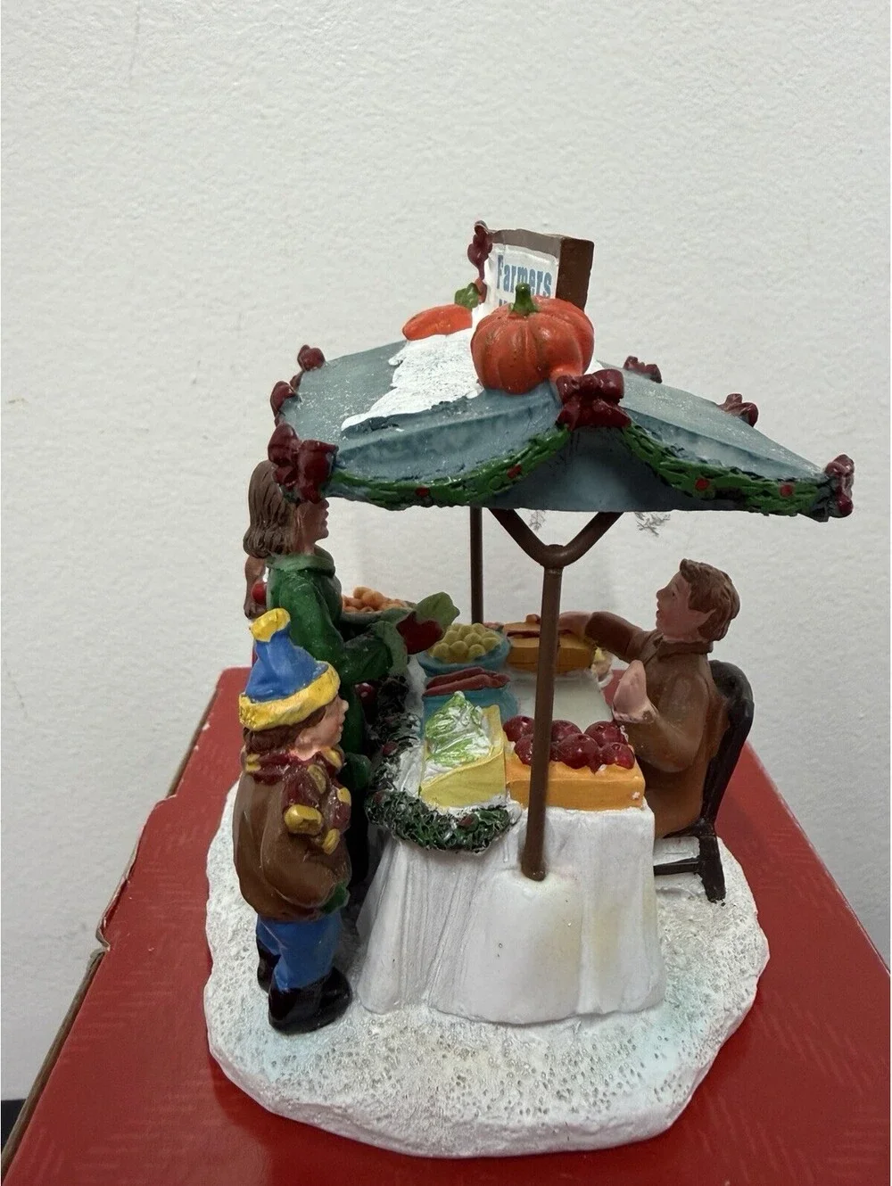 Vintage St Nicholas Square Christmas Village - “Farmers Market Stand” With  Box